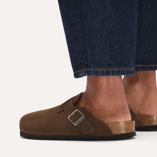  버켄스탁 뮬/슬리퍼 보스턴 스웨이드 가죽 소프트 풋베드 클로그 - BIRKENSTOCK