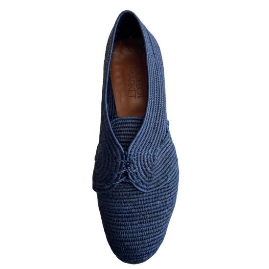  프라우드 메리 풋웨어 로퍼 남성용 라피아 옥스포드 네이비 - PROUD MARY FOOTWEAR