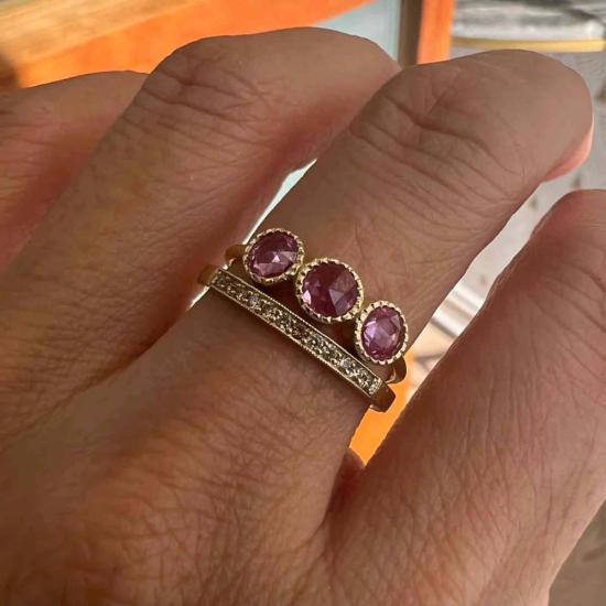  제니 권 디자인스 반지 제니 권 디자인 핑크 사파이어 아리아 링 (14K 옐로우/14K 로즈/14K 화이트) - JENNIE KWON DESIGNS