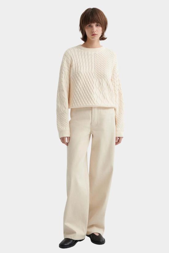  코우토우 스웨터 카우토우 패치워크 점퍼 초크 - KOWTOW