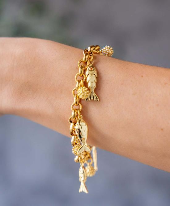  로니 폴 주얼리 팔찌 물고기 참 팔찌 골드 - LONI PAUL JEWELRY