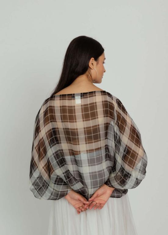 Louiza Babouryan 블라우스 낙하산 탑 체크 무늬 - OTHER BRANDS