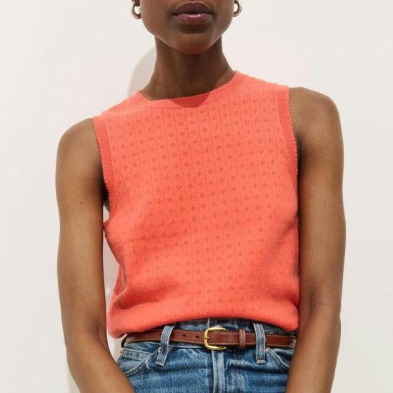  알렉스 밀 민소매 티셔츠 코튼 캐시미어 스웨터 탱크 코랄