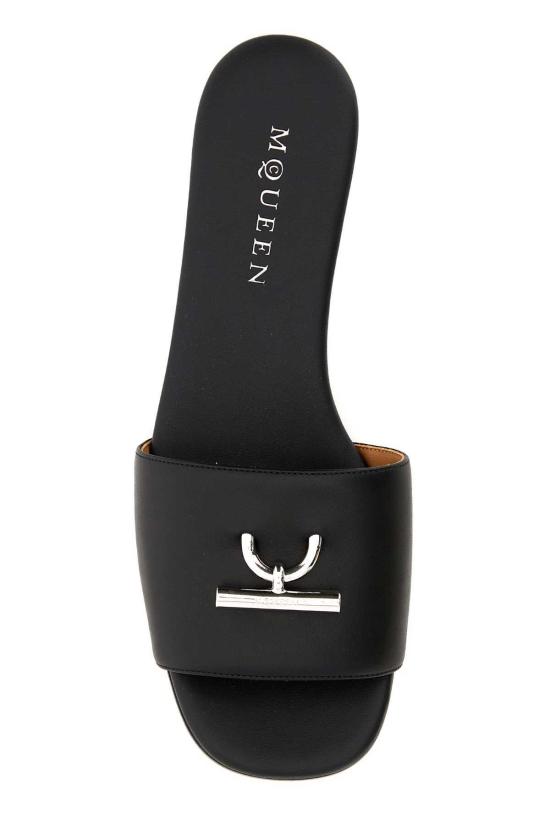  알렉산더 맥퀸 뮬/슬리퍼 블랙 가죽 슬리퍼 블랙실버 - ALEXANDER MCQUEEN
