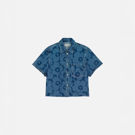  마리메꼬 데님 팬츠 Marimekko Kuvata 데님 셔츠 인디고 - MARIMEKKO