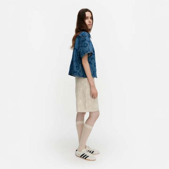  마리메꼬 데님 팬츠 Marimekko Kuvata 데님 셔츠 인디고 - MARIMEKKO