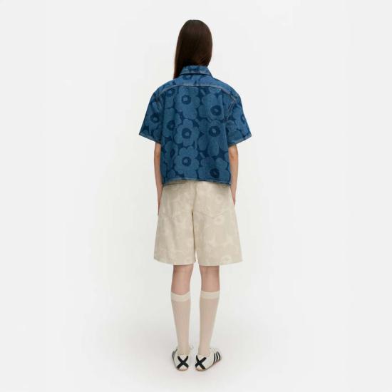  마리메꼬 데님 팬츠 Marimekko Kuvata 데님 셔츠 인디고 - MARIMEKKO