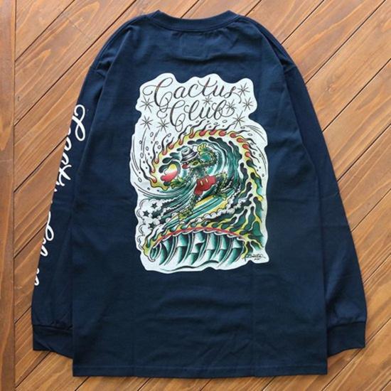  캑터스 클럽 후드 티셔츠 X 분타 타투  네이비 - CACTUS CLUB