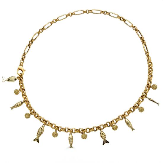  로니 폴 주얼리 목걸이/팬던트 물고기 참 장식 컨버터블 목걸이 골드 - LONI PAUL JEWELRY