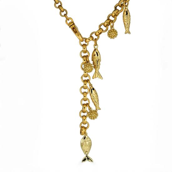  로니 폴 주얼리 목걸이/팬던트 물고기 참 장식 컨버터블 목걸이 골드 - LONI PAUL JEWELRY