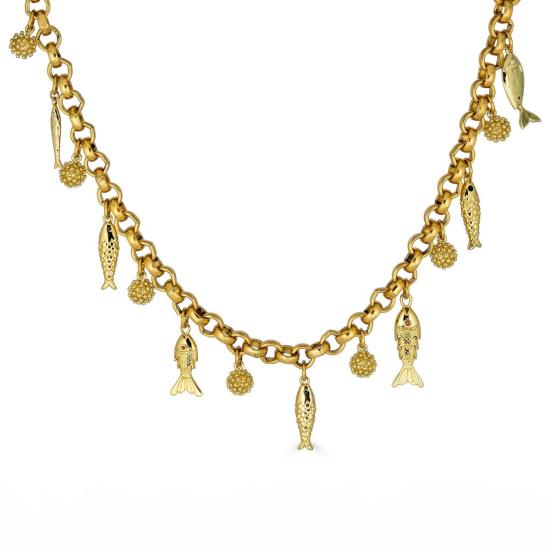  로니 폴 주얼리 목걸이/팬던트 물고기 참 장식 컨버터블 목걸이 골드 - LONI PAUL JEWELRY