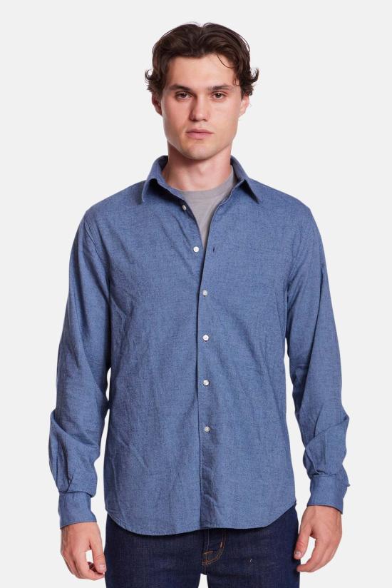  아스페시 셔츠 Aspesi Camicia 브러시드 플란넬  헤더 블루 - ASPESI