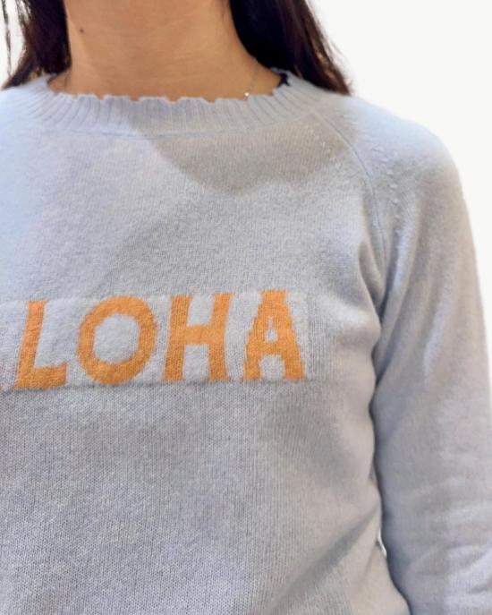  콜로리 키아리 스웨터 Colori Custom Frayed Crew "Aloha"  시엘로/애프리콧 - COLORI CHIARI