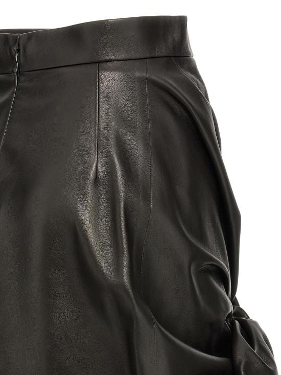  알렉산더 맥퀸 미디 스커트 램 레더  블랙 - ALEXANDER MCQUEEN