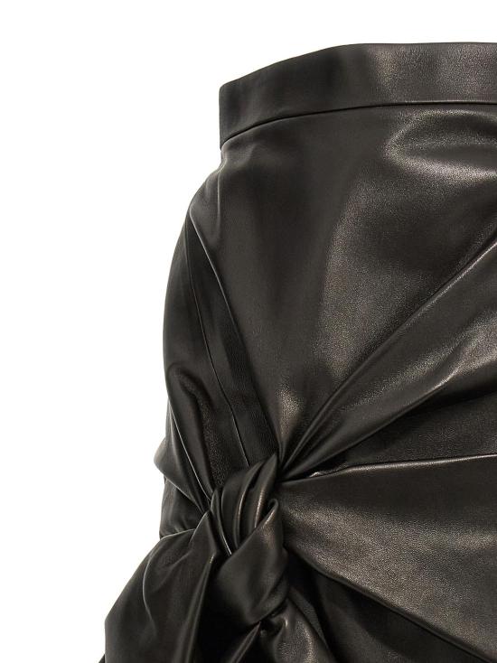  알렉산더 맥퀸 미디 스커트 램 레더  블랙 - ALEXANDER MCQUEEN