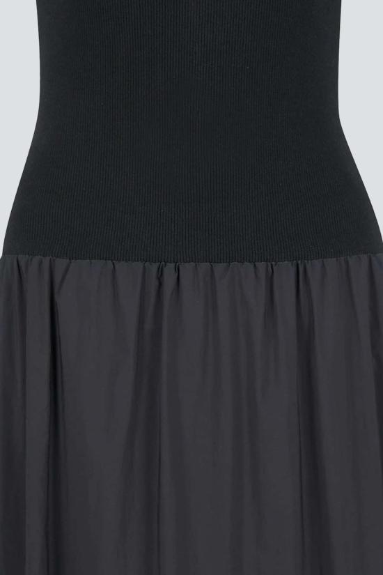  아모멘토 롱 원피스 나일론 저지 맥시 드레스 차콜 - AMOMENTO