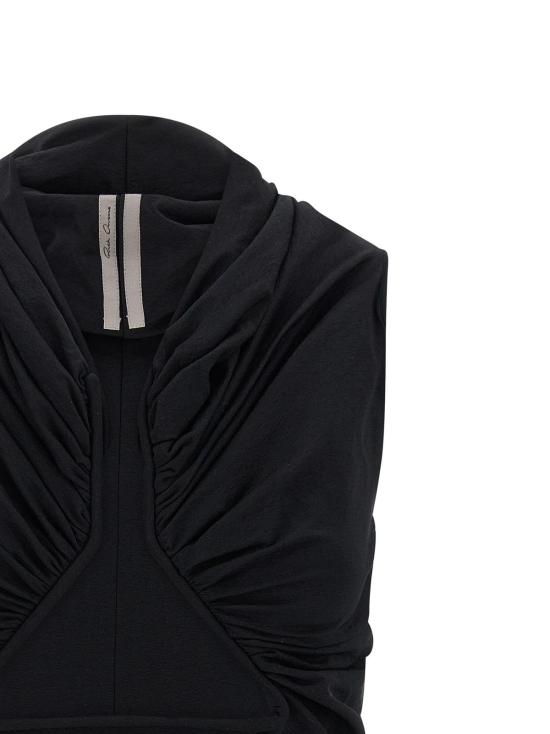  릭 오웬스 민소매 티셔츠 저지 SS 프롱 탑 블랙 - RICK OWENS