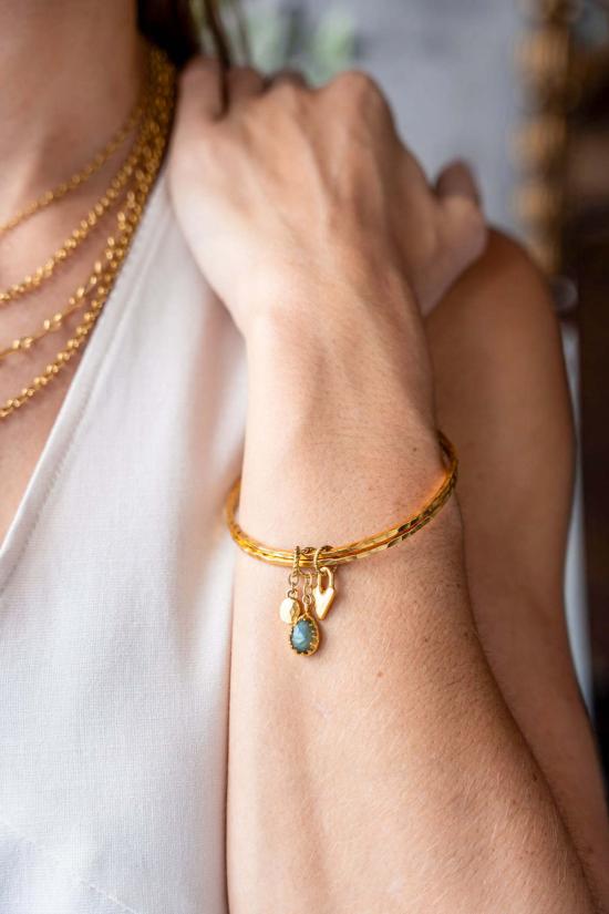  로니 폴 주얼리 팔찌 라브라도라이트 탈리스만 뱅글 팔찌 골드 - LONI PAUL JEWELRY