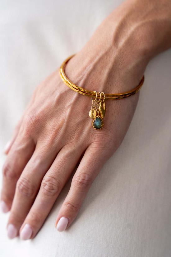  로니 폴 주얼리 팔찌 라브라도라이트 탈리스만 뱅글 팔찌 골드 - LONI PAUL JEWELRY