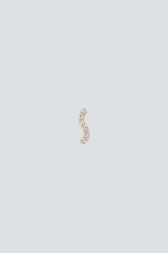  마리아 블랙 싱글 이어링 14K 웨이브 다이아몬드 스터드 귀걸이