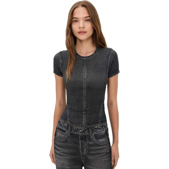  랙앤본 반팔 티셔츠 Rag & Bone Miramar 저지 베이비 티 워시드 블랙