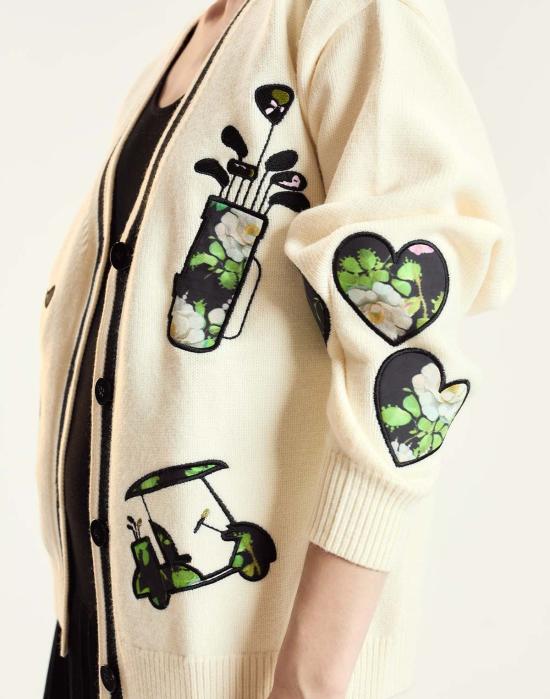  신시아 로리 가디건 신시아 로울리 패치워크  클라우드 화이트 - CYNTHIA ROWLEY