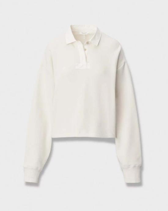  랙앤본 폴로 티셔츠 Rag & Bone 빈티지 테리 오버사이즈 폴로 스웨트셔츠 샌드 - RAG & BONE