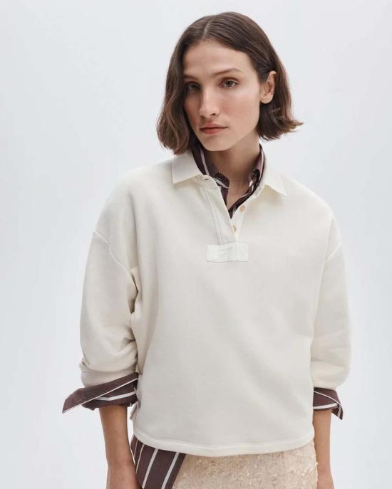  랙앤본 폴로 티셔츠 Rag & Bone 빈티지 테리 오버사이즈 폴로 스웨트셔츠 샌드