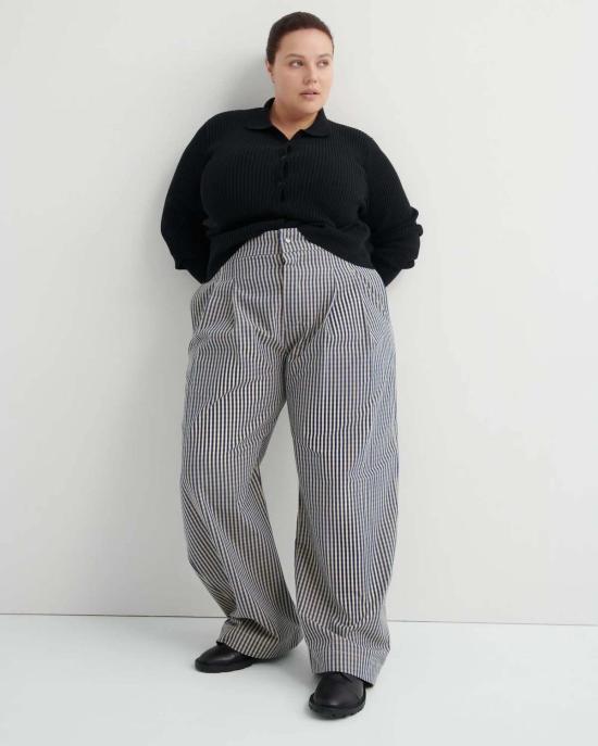  코우토우 스트레이트 팬츠 스컬프트  랜드스케이프 체크 - KOWTOW