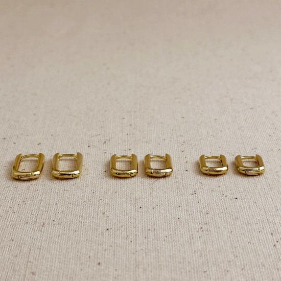  골드파이 이어링 골드 피 18k 골드 필드 직사각형 후프 15mm 귀걸이 - GOLDFI