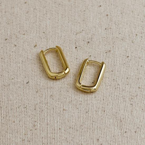  골드파이 이어링 골드 피 18k 골드 필드 직사각형 후프 15mm 귀걸이