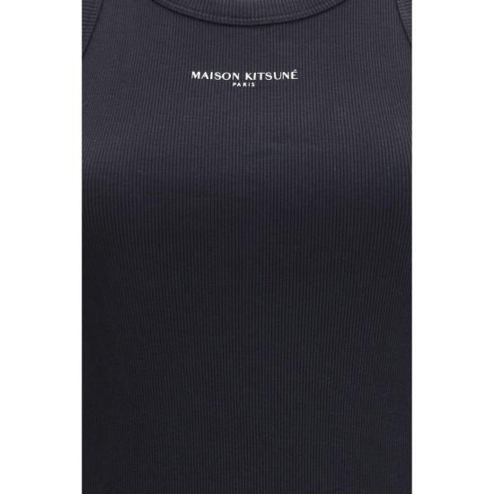  메종키츠네 롱 원피스 메종 키츠네 리브드 탱크 드레스 블랙 - MAISON KITSUNE
