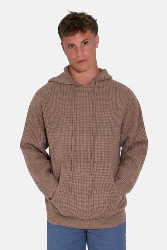  블루&크림 후드 티셔츠 몬테시토 와플 풀오버 후드 티셔츠
