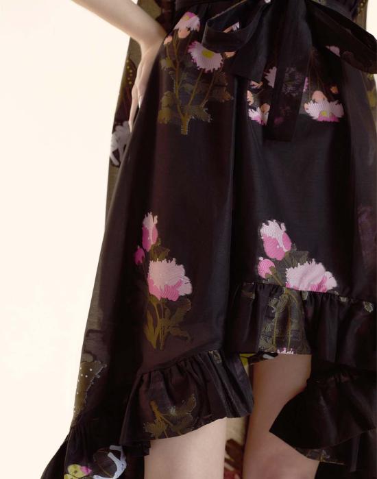 신시아 로리 롱 원피스 신시아 로울리 필 쿠페 하이 로우 드레스 블랙플 - CYNTHIA ROWLEY