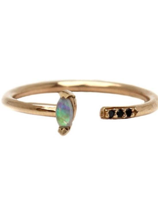  Lumo Jewelry 반지 루모 주얼리 오팔 마퀴즈 커프 링, 14K 옐로우 골드, 파베 세팅 - OTHER BRANDS