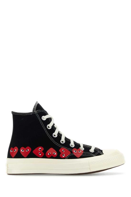  꼼데가르송 스니커즈 Comme Des Garçons 플레이 블랙 캔버스 Comme Des Garçons X 컨버스