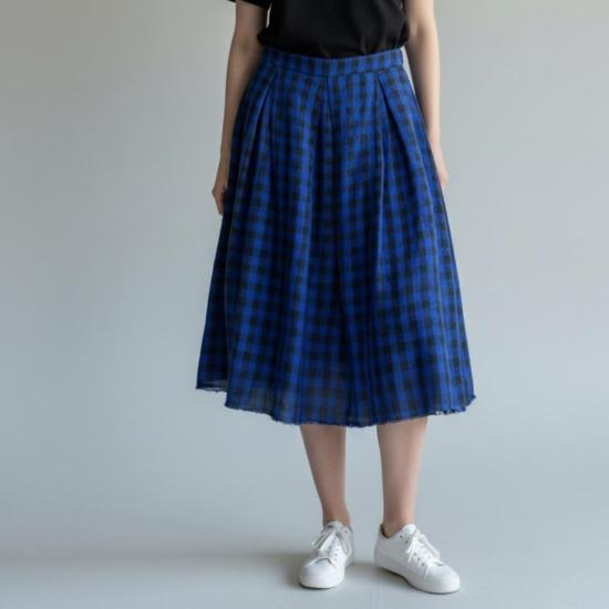  에콰멘테 스커트 Aequamente Plaid 네온 블루