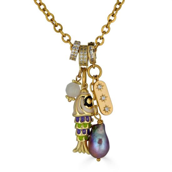  로니 폴 주얼리 목걸이/팬던트 물고기와 진주 참 목걸이 (골드) - LONI PAUL JEWELRY