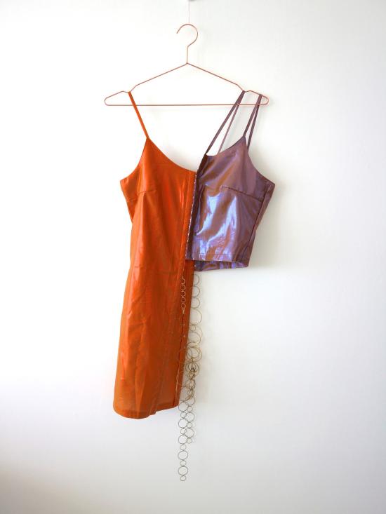  Barragán 미디 스커트 바라간 디컨스트럭티드 드레스 메탈릭 퍼플/오렌지 - OTHER BRANDS