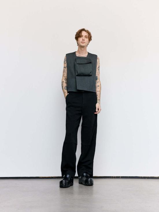  질샌더 스트레이트 팬츠 질 샌더 더블 페이스 비스코스  블랙 - JIL SANDER