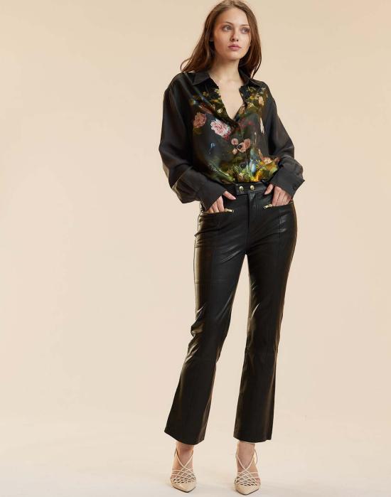  신시아 로리 블라우스 신시아 로울리 컬렉터블 실크 셔츠 블랙 플로럴 - CYNTHIA ROWLEY
