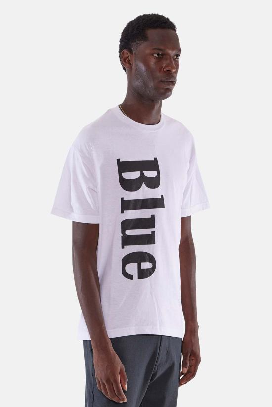  블루&크림 반팔 티셔츠 BNCMFW23 09 WHITE BLACK PRINT