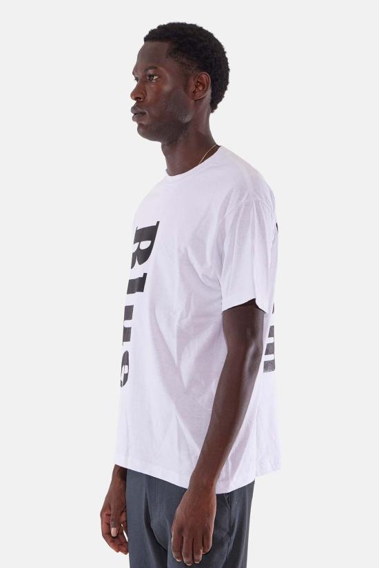  블루&크림 반팔 티셔츠 BNCMFW23 09 WHITE BLACK PRINT - BLUE&CREAM