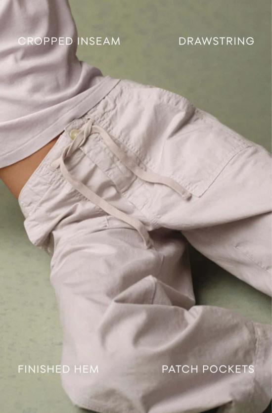 아모 데님 크롭 팬츠 이지 드로스트링 슬라우치  그레이 쿼츠 - AMO DENIM
