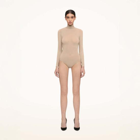  월포드 바디수트 티셔츠 Wolford Buenos Aires 스트링 바디수트 Café Au Lait