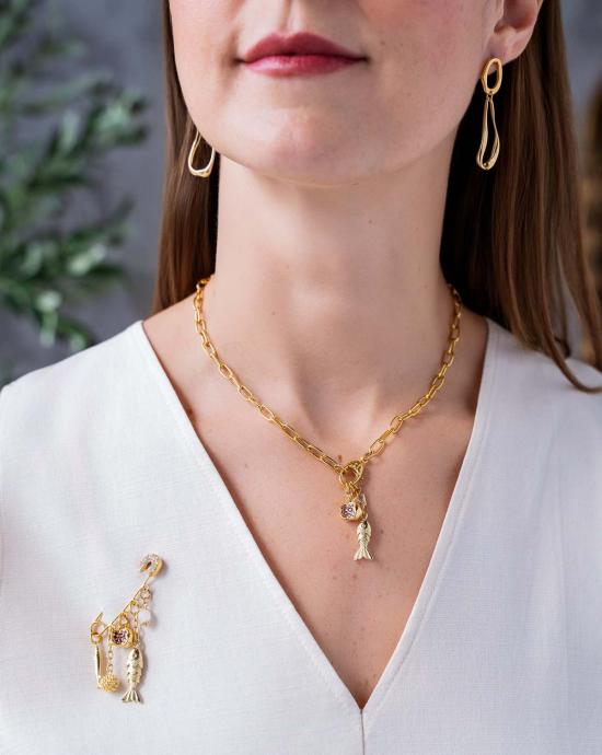  로니 폴 주얼리 브로치 물고기와 석류  (골드) - LONI PAUL JEWELRY