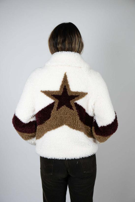  Angel Wings 봄버 자켓 엔젤 윙스 폴 라인 시어링 스타 크롭 봄버 재킷 화이트/쉐브론 - OTHER BRANDS