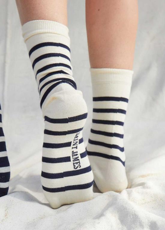  세인트제임스 양말 Saint James Usa Pieds Raye 스트라이프  Ecru/Navy