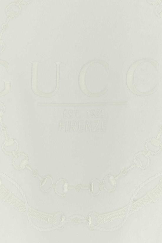  구찌 긴팔 티셔츠 화이트 코튼 스웨트셔츠 - GUCCI
