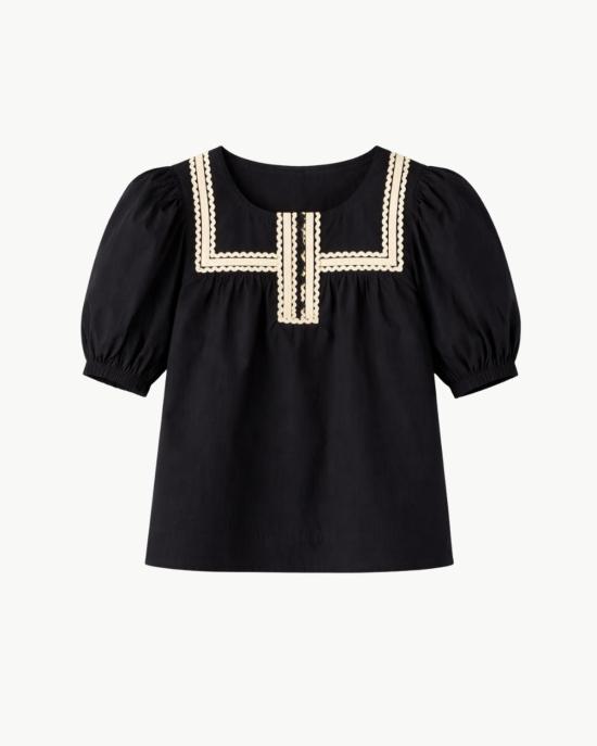  울라 존슨 블라우스 Ulla Johnson Lia 퍼프 슬리브 탑 느와르